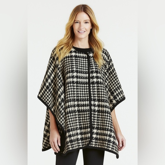Talbots Houndstooth Cape Poncho